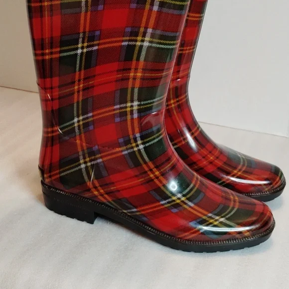 Plaid Women's Rain Boots Lauren Ralph Lauren Size 7B - Picture 3 of 10